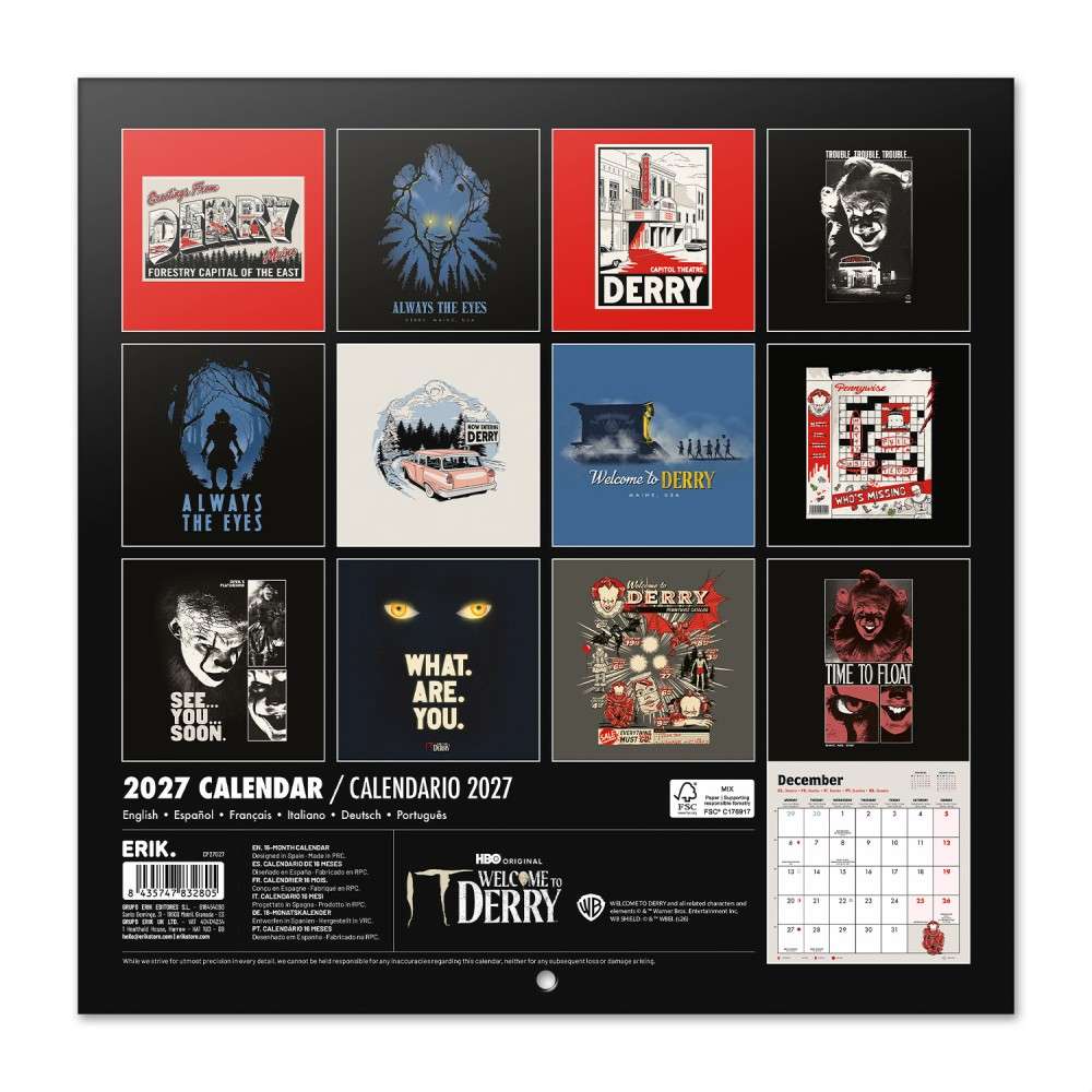 Grupo Erik It - It Welcome To Derry 2027 30X30 Calendar - Multicolours